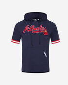 Atlanta Braves Classic Chenille Double Knit Short Sleeve Pull Over Hoodie 