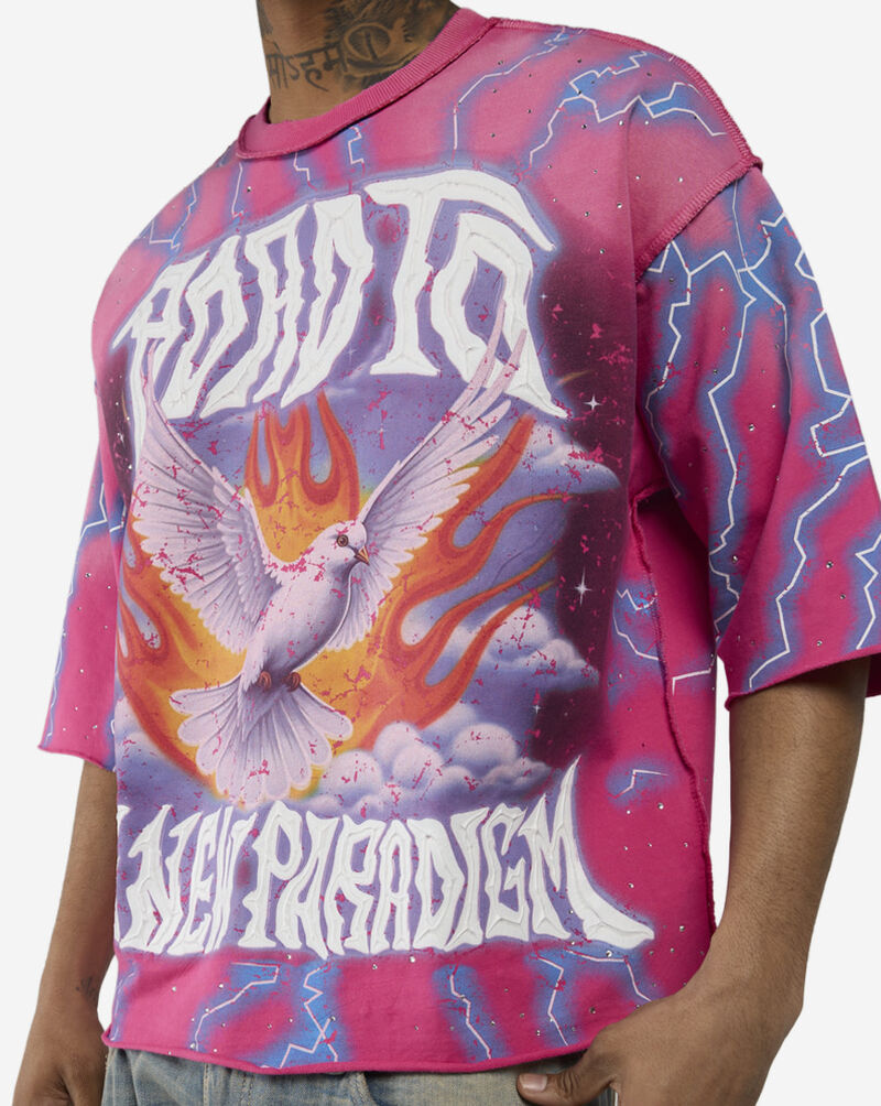 First Row Road to the New Paradigm Mini Terry Cropped Tee FRM1048S-PNK Pink 3