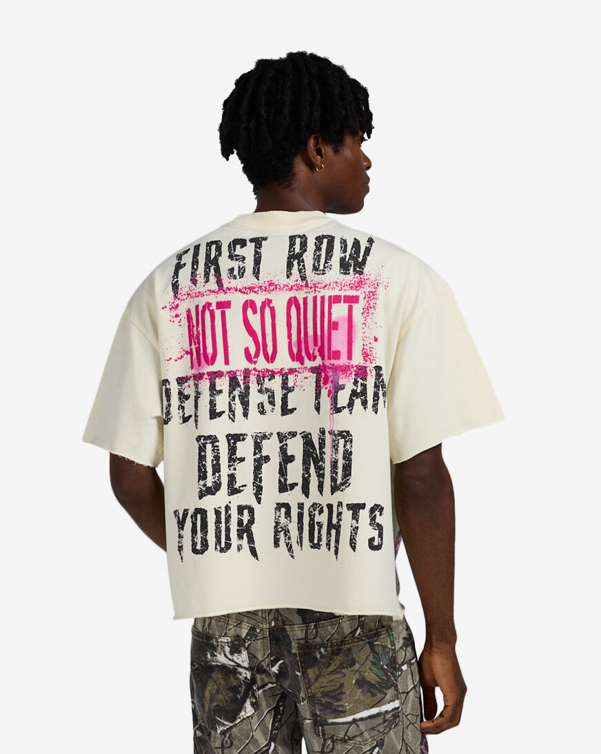 Shop First Row Caution Not So Quiet Terry Cropped Tee FRM1001S-CRM