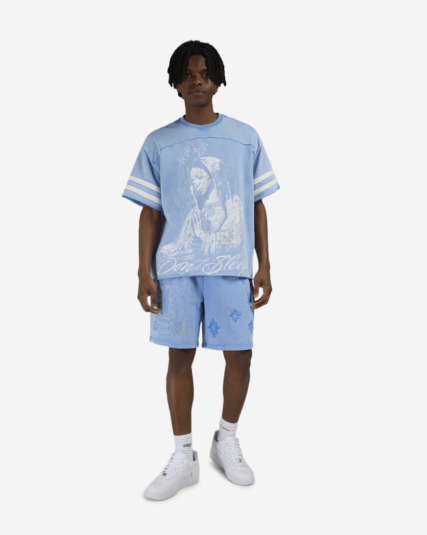 Shop Hasta Muerte Hasta Dont Sleep Shorts HM-DNTSLEEPSHRTSBLU blue