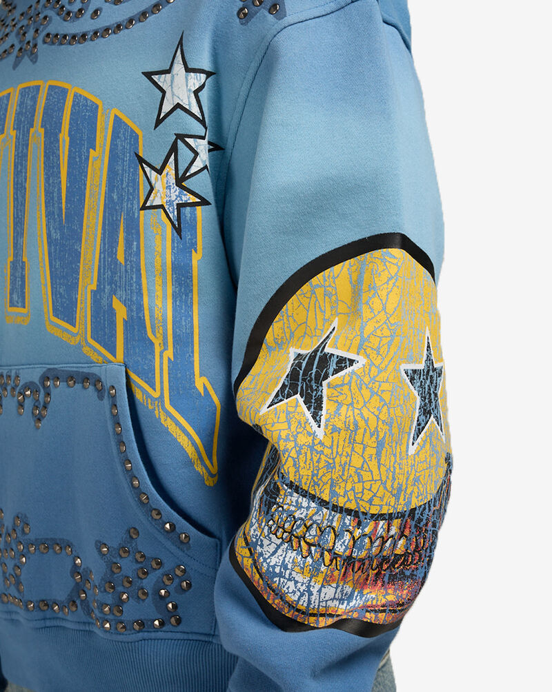 Smoke Rise Revival Oversized Fleece Hoodie FO25158SNZ-BLU Blue 3