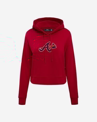Atlanta Braves Classic Fleece Cropped Pull Over Hoodie 