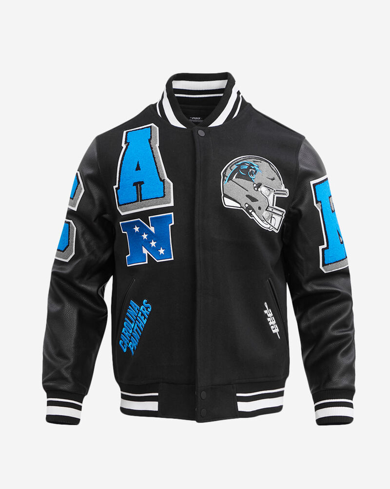 PRO STANDARD Carolina Panthers Mash Up Rib Wool Varsity Jacket FCP6410407-BLK Black 1