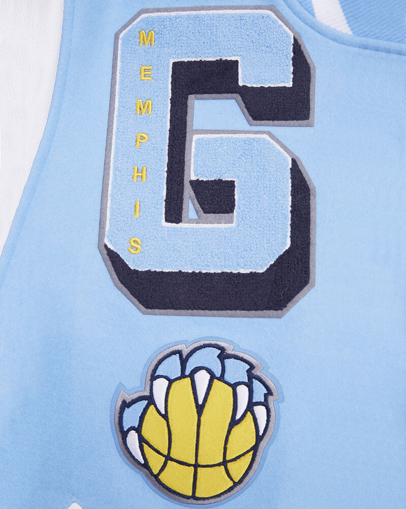 PRO STANDARD Memphis Grizzlies Mashup Rib Wool Varsity Jacket BMG6515705-UWH Blue 2