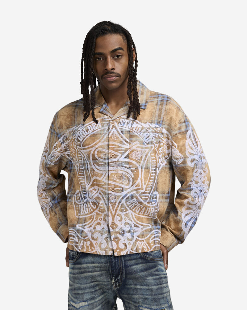 Smoke Rise Grandeur Plaid Long Sleeve Woven Shirt WH25694SN-APA Orange 1