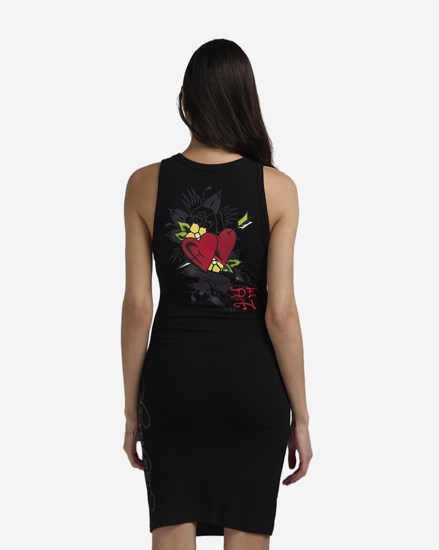 Shop Ed Hardy Heart Wings Cut Out Rib Dress EHW3201-1 black