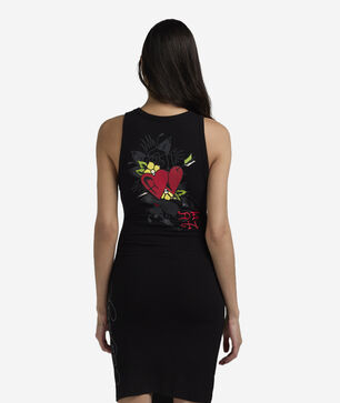 Heart Wings Cut Out Rib Dress