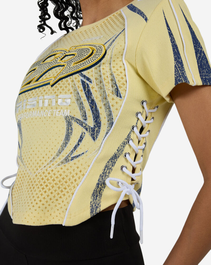 Smoke Rise Side Tie Lace Up Racer Tee RKT26S409SN-FRVANILLAYLLW Yellow 3