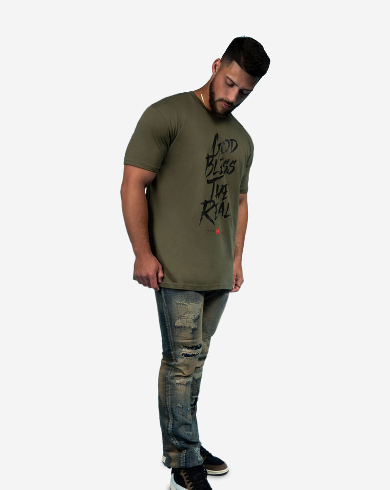 Hasta Muerte HT B - God Bless The Real Tee HM-HTBGODBLESSTHEREAL-ARMY Green 3