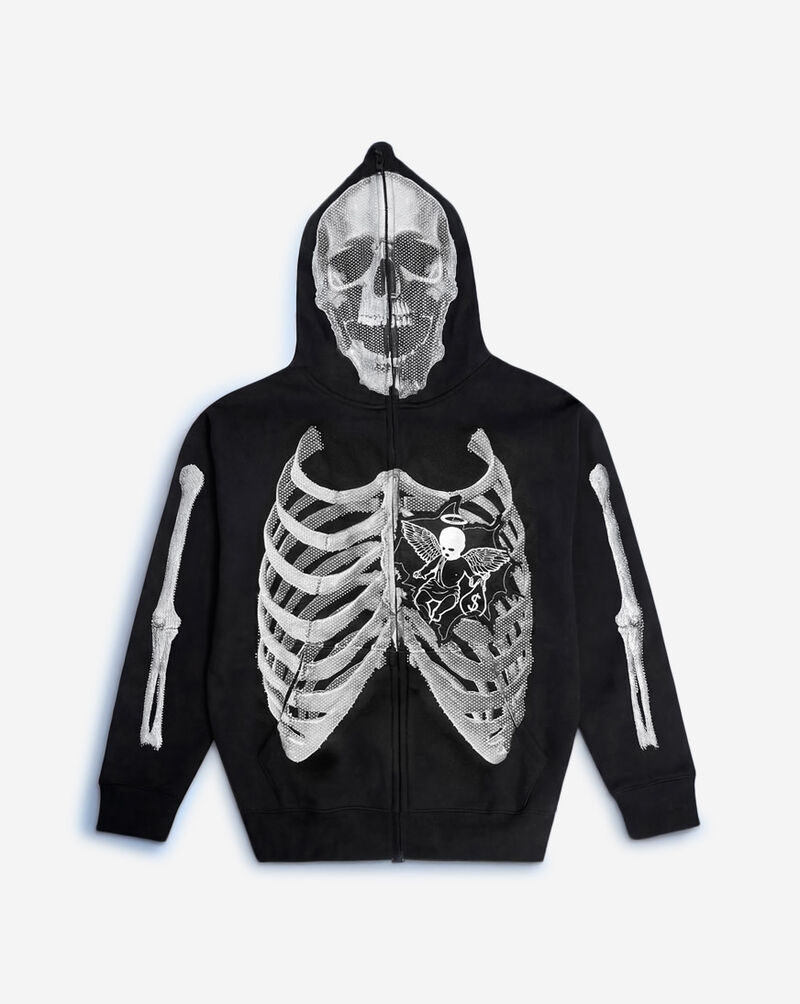 Hasta Muerte Angel Cage Full Zip Hoodie HM-T3ANGELCAGE-ZIPHOODIE-BLACK Black 1