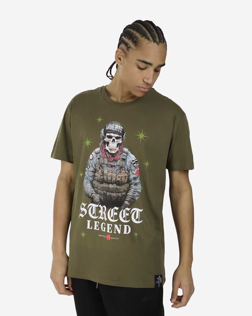 Shop Hasta Muerte Street Legend Tee HMSTREETLGDN-OLV green
