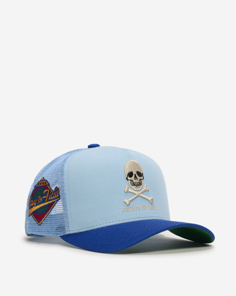 Field Grade Trust No One Twill Mesh Back Trucker Hat 1005218 Blue 1