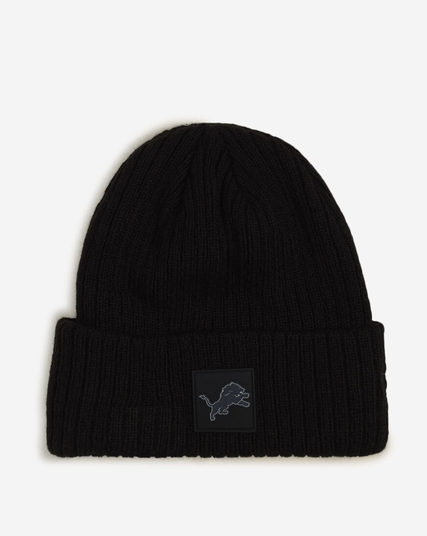 Shop New Era Detroit Lions Rubberized Knit Beanie 60833859 black