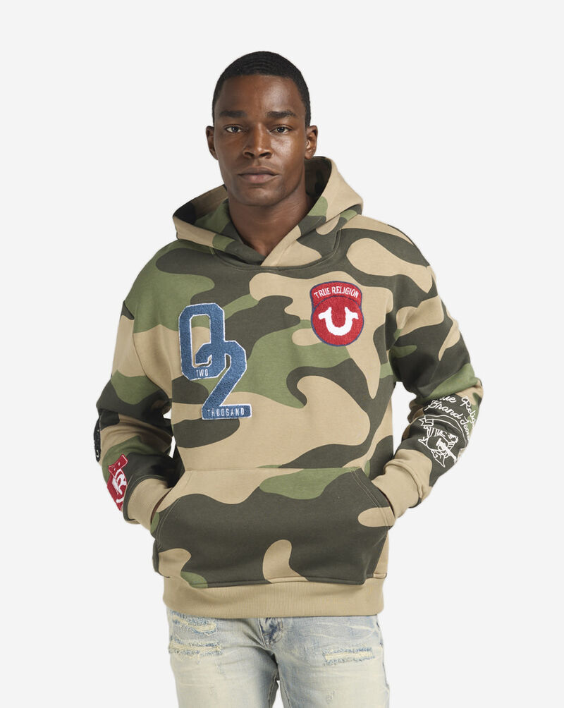 True Religion Logo Patch Hoodie  110583-CAMO Camo 1