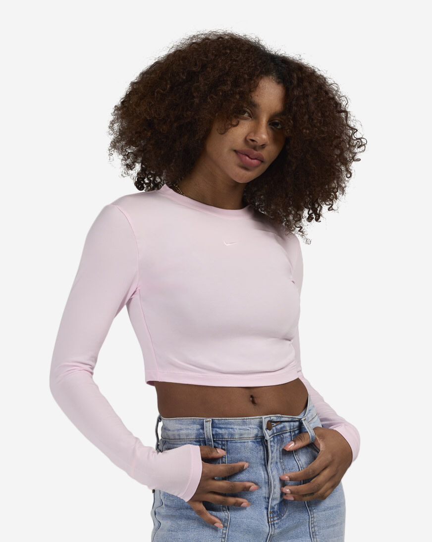 Shop Nike NSW Chill Knit Slim Long-Sleeve Cropped Top HF5322-663
