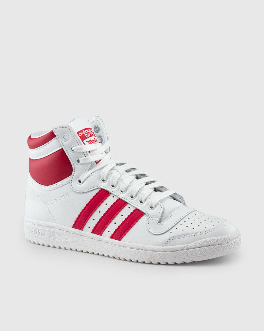White and red adidas high tops top