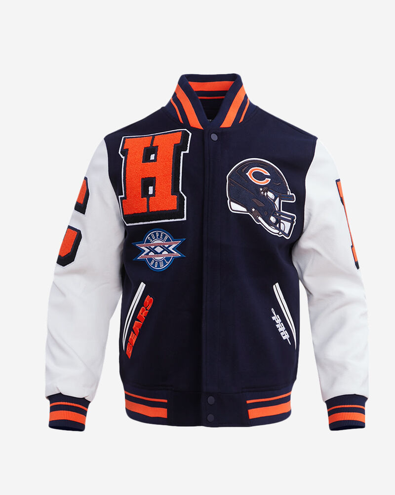 PRO STANDARD Chicago Bears Mash Up Rib Wool Varsity Jacket FCH6410397-MOM Blue 1