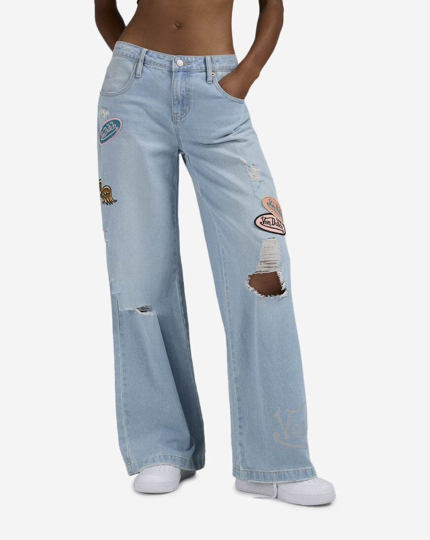Shop Von Dutch Wide Leg Slouchy Jeans VD26779FT46 blue | SNIPES USA
