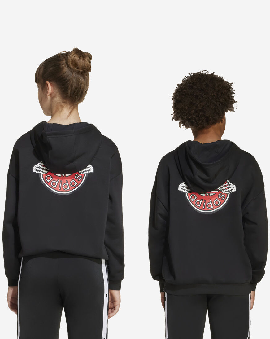 Shop adidas Kids' Skeleton Fleece Hoodie JV5847 black