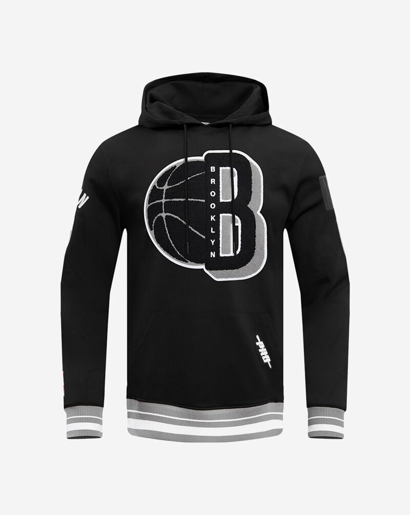 PRO STANDARD Brooklyn Nets Mash Up Rib Fleece Pull Over Hoodie BBN5515685-BGY Black 1