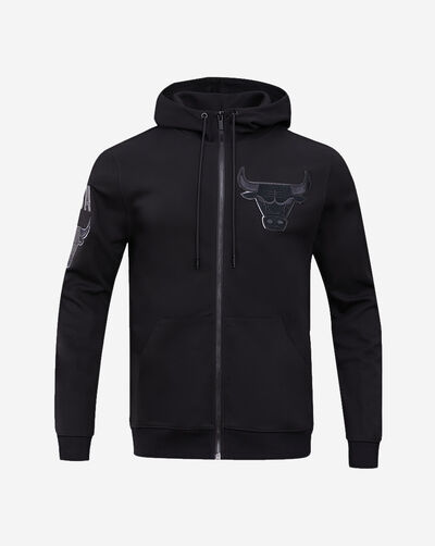 Chicago Bulls Triple Black Double Knit Full-Zip Hoodie
