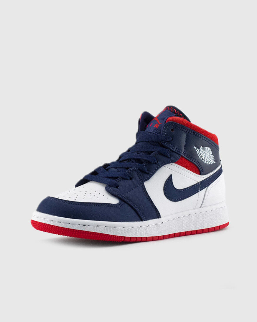 red white and blue jordan 1 grade school