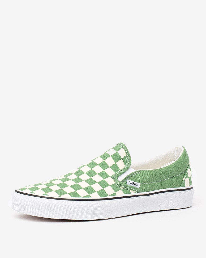 green checkered vans slip ons