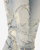 Cut Sewn Rip Off Leather Applique Jeans