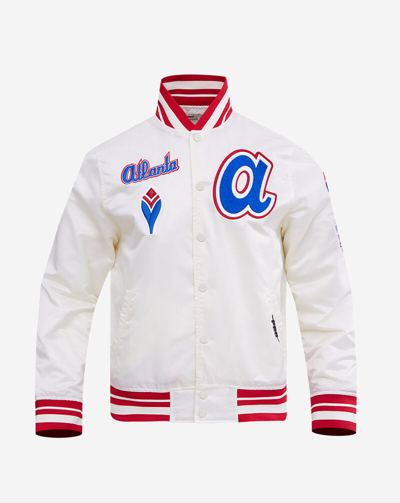 PRO STANDARD Atlanta Braves Retro Classic Rib Satin Jacket LAB635317-ERD White 1