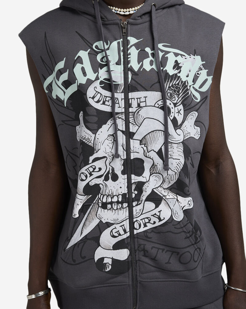 Ed Hardy Skull Sleeveless Hoodie EHM1304-3-CHA Grey 3