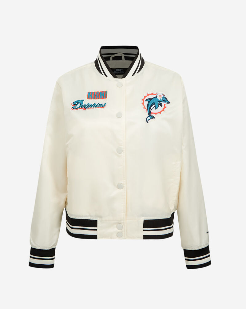 PRO STANDARD Miami Dolphins Retro Classic Rib Satin Jacket FMDU44142-EBK cream 1