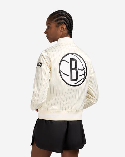 Brooklyn Nets Pinstripe Retro Satin Jacket Brooklyn Nets Pinstripe Retro Satin Jacket