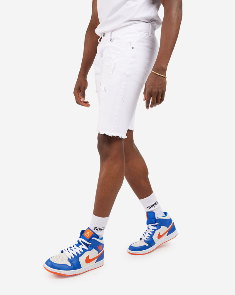 Smoke Rise Rip and Repair Denim Shorts JS-21121SNZ-G12 White 2