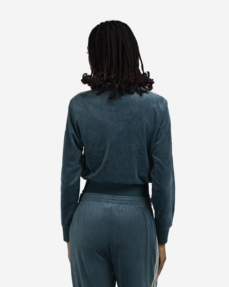 adidas Liberty London Debossed Velvet Firebird Track Top JW5267-AURORAIVY Green 2