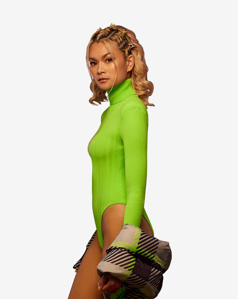 adidas  IVY PARK Turtleneck Rib Knit Bodysuit HC5969 Green 3