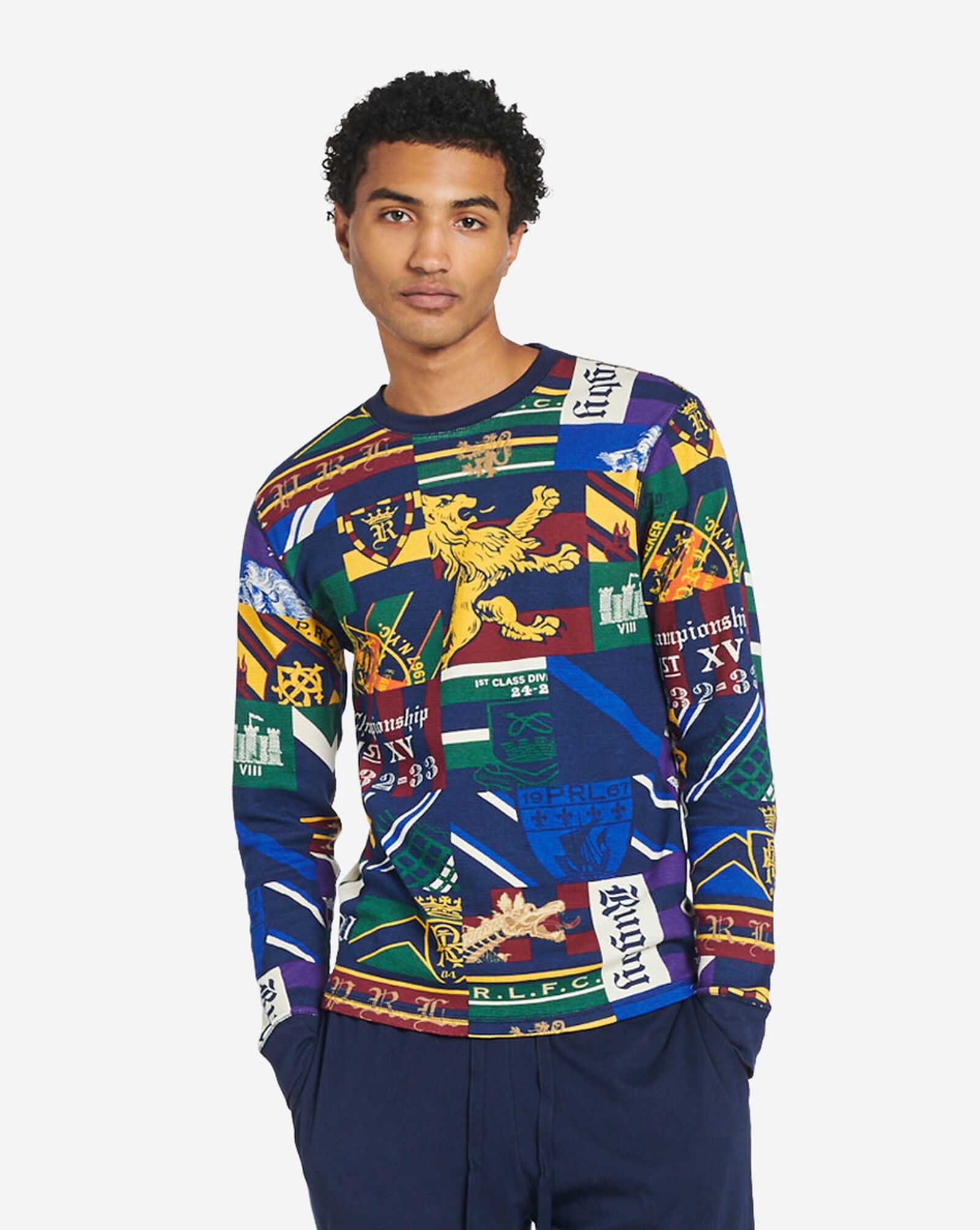 Shop Polo Ralph Lauren Long Sleeve Collegiate Print Thermal Crew PW25HF