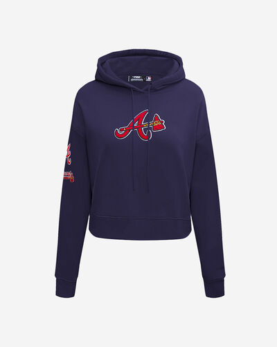 Atlanta Braves Classic Fleece Cropped Pull Over Hoodie 