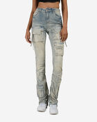Smoke Rise Cargo Stacked Rhinestone Denim Pant RJP26S407SN-LEOBLUE Blue 1
