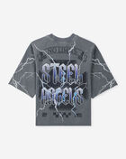 First Row Kids' Lightning Rhinestone Skull Terry Tee  FRBM3079S Grey 3