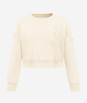 Big Girls' New York Mets Neutral Fleece Crewneck