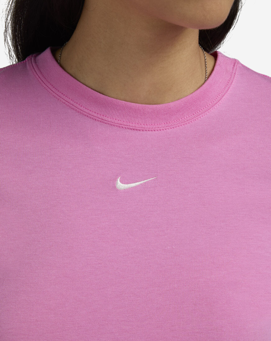Shop Nike NSW Chill Knit Cropped T-Shirt HF9538-675 pink | SNIPES USA