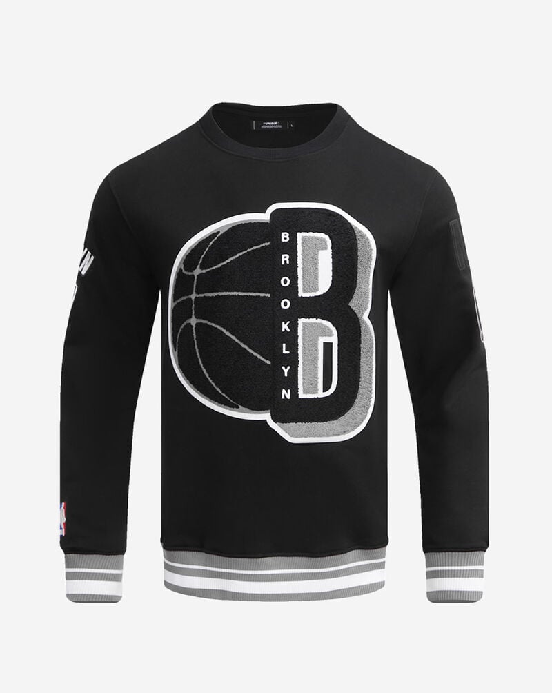 PRO STANDARD Brooklyn Nets Mash Up Rib Fleece Crewneck BBN5515678-BGY Black 1