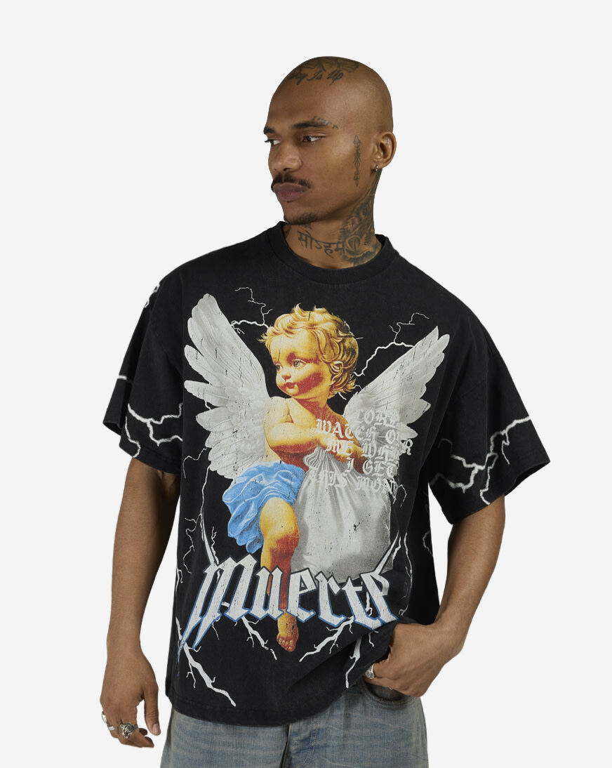 Shop Hasta Muerte Muerte Bolts Boxy Tee MUERTEBLT-01 black