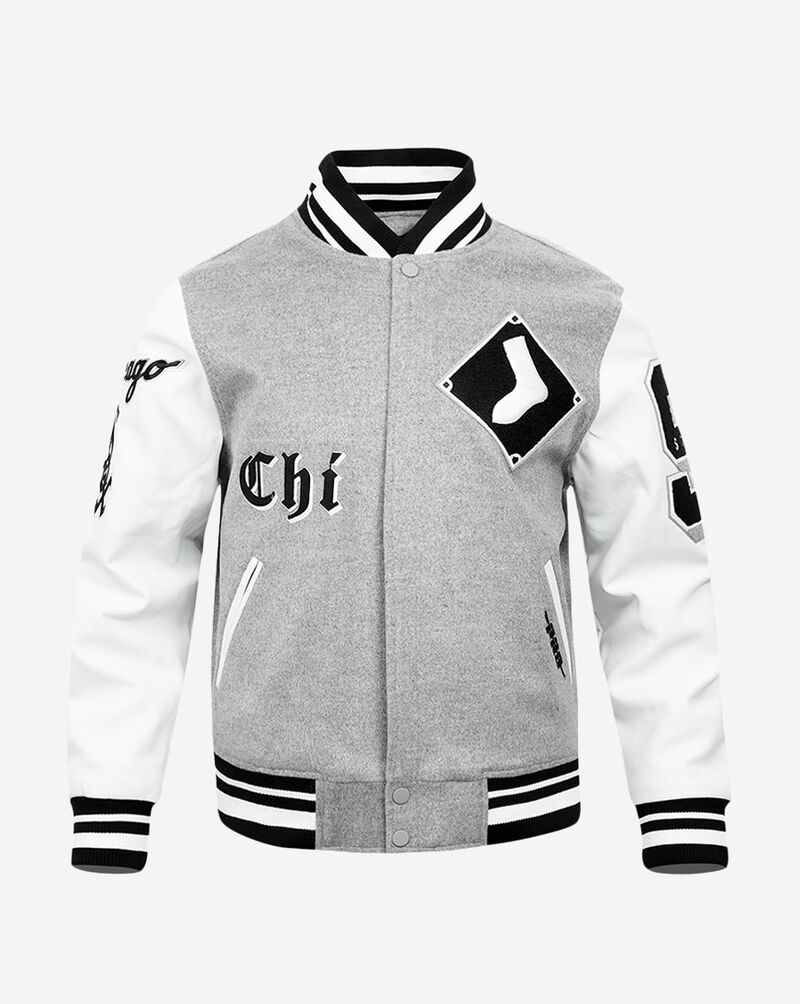 PRO STANDARD Chicago White Sox Old English Rib Wool Varsity Jacket LCW633518-HWB Grey 1