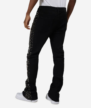 Metallic Studded Stacked Jeans