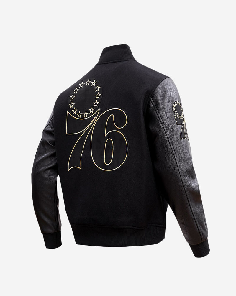 PRO STANDARD Black and Gold Philadelphia 76ers Varsity Jacket BP76513719-JBK Black 3