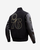 PRO STANDARD Black and Gold Philadelphia 76ers Varsity Jacket BP76513719-JBK Black 3