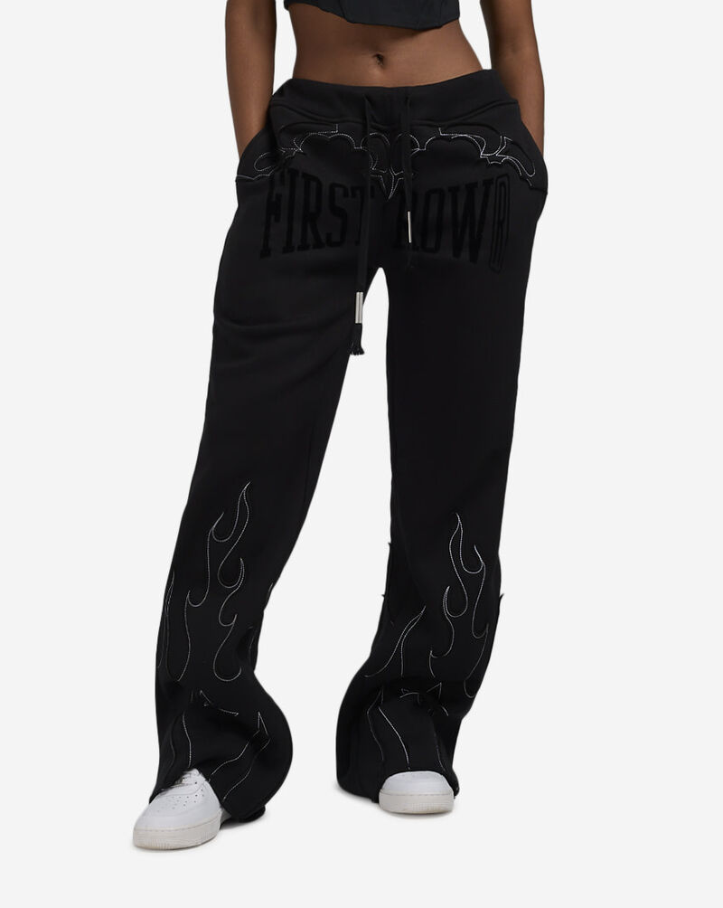 First Row Western Fleece Wide Leg Sweatpants FRLB2478S-BLK Black 1