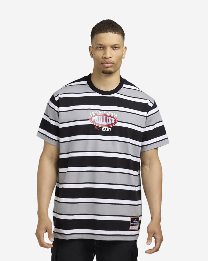 Mitchell  Ness Philadelphia Phillies Striped T-Shirt SS10114-PPHBLCK Black 1