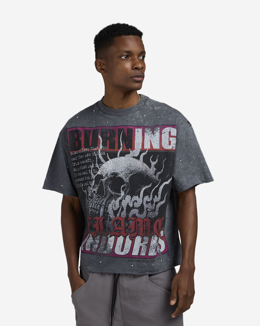 Shop First Row Burning Flame Endores Terry tee FRM3026-GRY grey